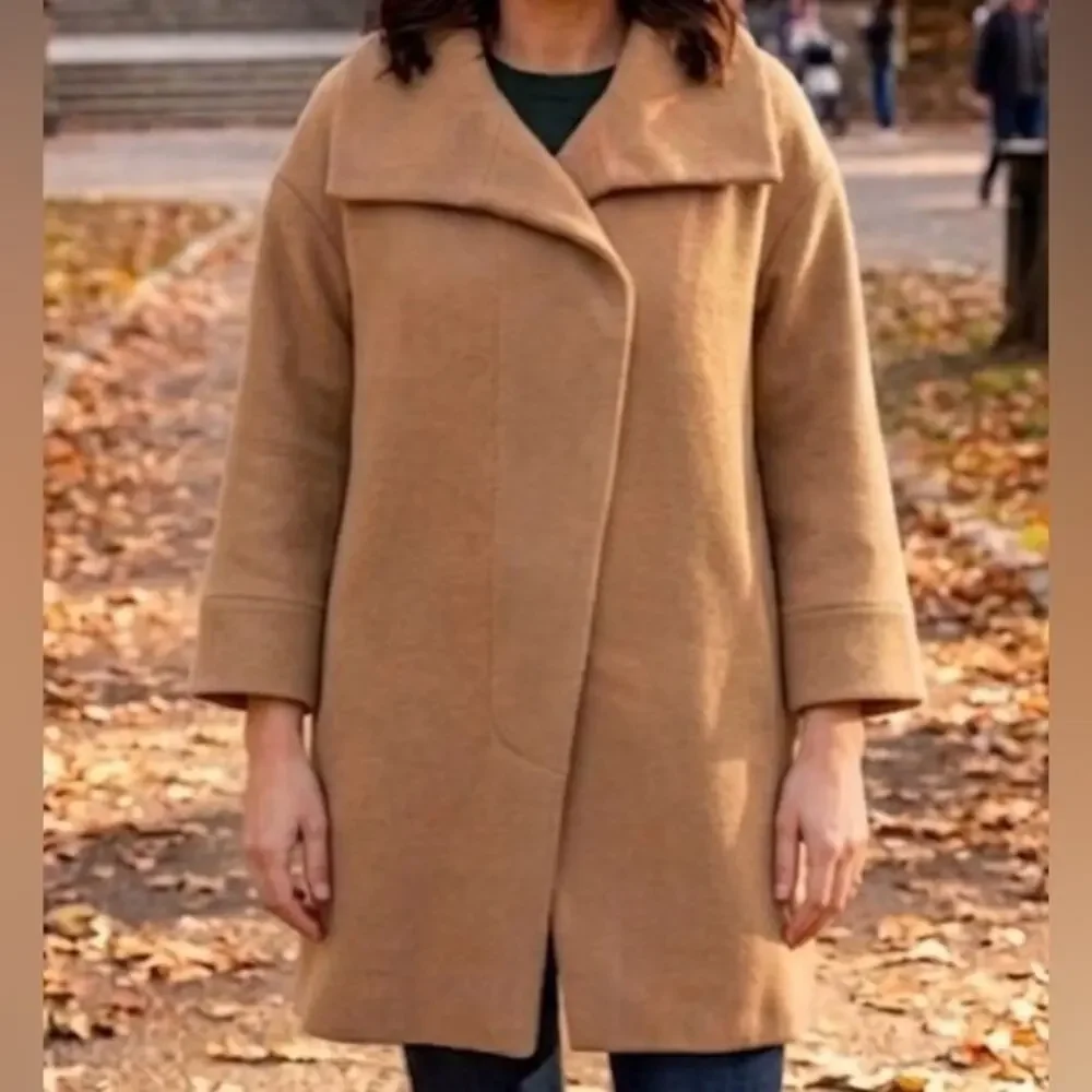 Etcétera CamelWing Collar Longline Coat Angora Wool Sz 8